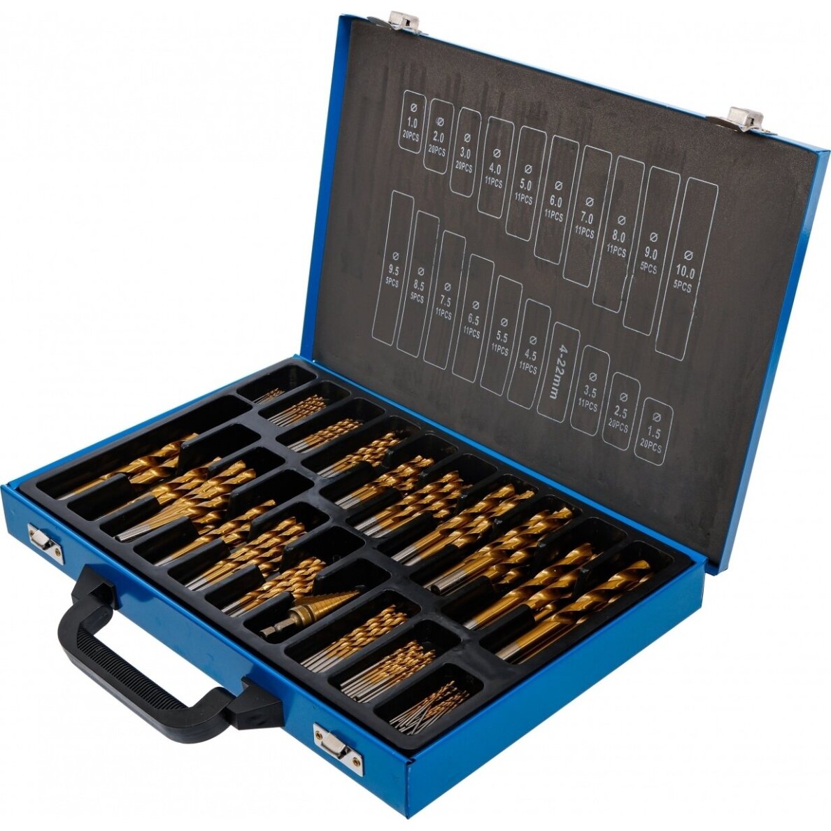 Grąžtų rinkinys HSS titano nitridas 1 - 10 mm. 231 vnt. 2