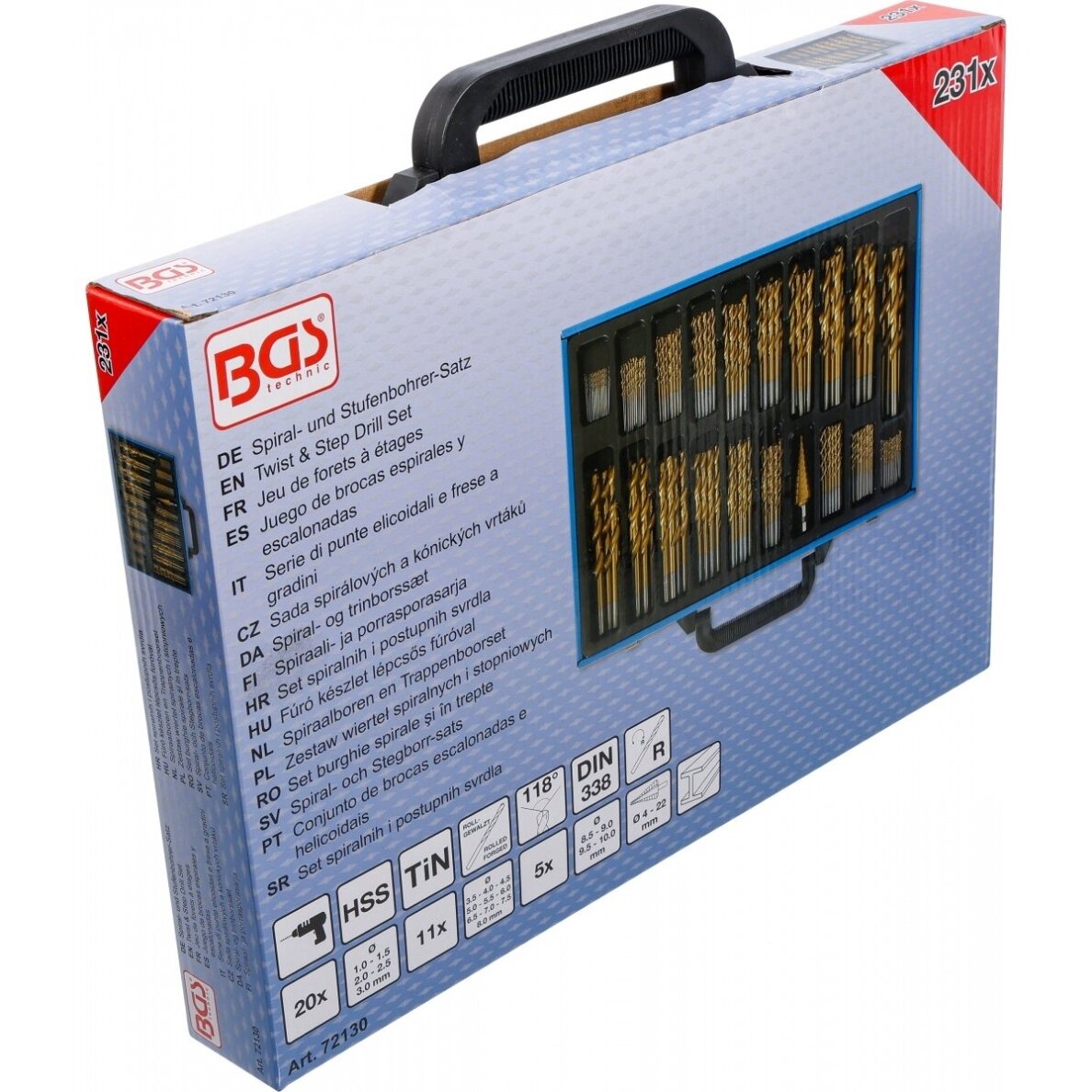 Grąžtų rinkinys HSS titano nitridas 1 - 10 mm. 231 vnt. 5 Grąžtų rinkinys HSS titano nitridas 1 - 10 mm. 231 vnt. 5