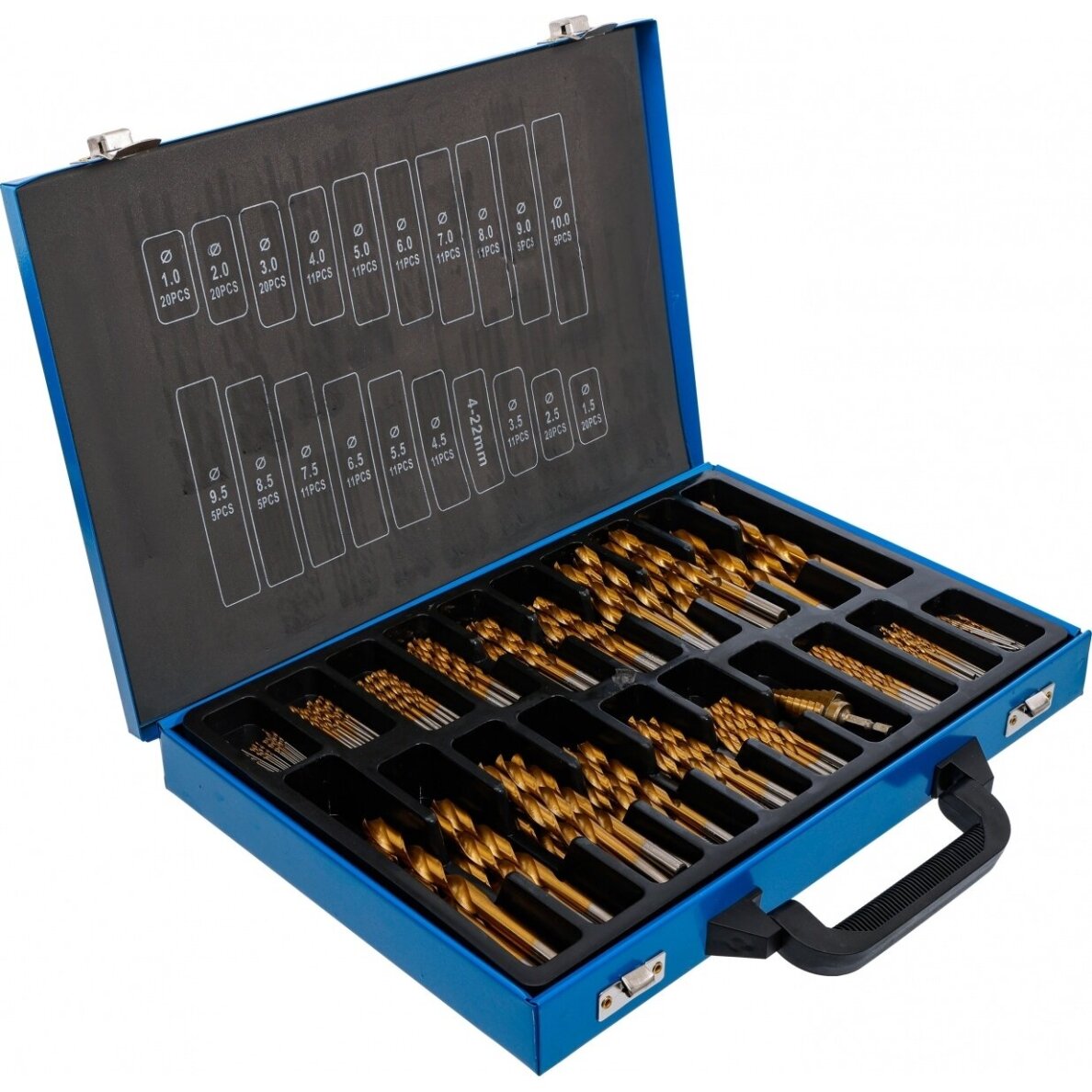 Grąžtų rinkinys HSS titano nitridas 1 - 10 mm. 231 vnt. 3