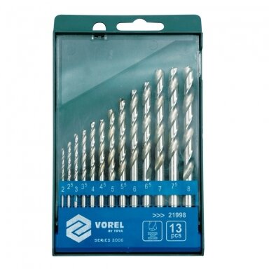 Grąžtai metalui, HSS, 2,0-8,0mm. 13vnt.