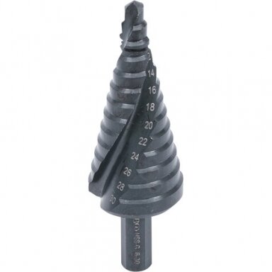 Grąžtas skylės (pa)platinimui, pakopinis su grioveliu 6-30mm. HSS 6542