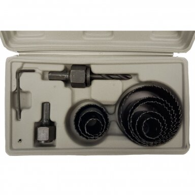 Grąžtų karūnų rinkinys 11vnt.19-64mm Grąžtų karūnų rinkinys 11vnt.19-64mm