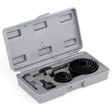 Grąžtų karūnų rinkinys medžiui 11vnt.19-64mm Grąžtų karūnų rinkinys medžiui 11vnt.19-64mm