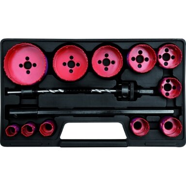 Grąžtų karūnų rinkinys metalui 19-76 mm 15 vnt, HSS M3 Grąžtų karūnų rinkinys metalui 19-76 mm 15 vnt, HSS M3