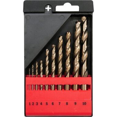 Grąžtų metalui rinkinys Cobalt-HSS 10vnt. 1-10mm. Grąžtų metalui rinkinys Cobalt-HSS 10vnt. 1-10mm.
