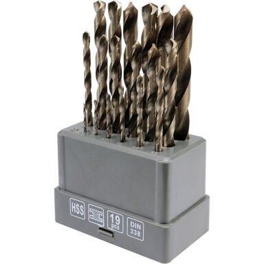 Grąžtų metalui rinkinys HSS 1-10mm. - 19vnt. Grąžtų metalui rinkinys HSS 1-10mm. - 19vnt.