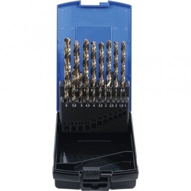 Grąžtų rinkinys HSS-G M35 kobalto plienas, 1-10mm. - 19vnt. Grąžtų rinkinys HSS-G M35 kobalto plienas, 1-10mm. - 19vnt.