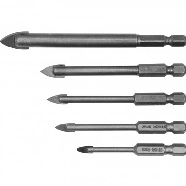 Grąžtų rinkinys stiklui ir keramikai - 6.3 mm (1/4")- 4-10 mm -5 vnt. Grąžtų rinkinys stiklui ir keramikai - 6.3 mm (1/4")- 4-10 mm -5 vnt.