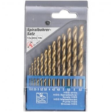 Grąžtai metalui HSS 1,5-6,5mm. 13vnt. 2 Grąžtai metalui HSS 1,5-6,5mm. 13vnt. 2