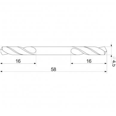 Grąžtas metalui HSS dvipusis - 4,5mm. 1 Grąžtas metalui HSS dvipusis - 4,5mm. 1