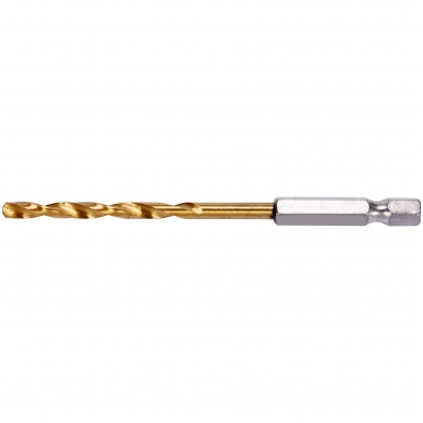 Grąžtas metalui su Hex 6.3 mm (1/4") galu HSS-TiN 4.5 mm Grąžtas metalui su Hex 6.3 mm (1/4") galu HSS-TiN 4.5 mm