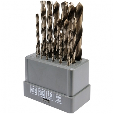 Grąžtų metalui rinkinys HSS 1-10mm. - 19vnt. Grąžtų metalui rinkinys HSS 1-10mm. - 19vnt.