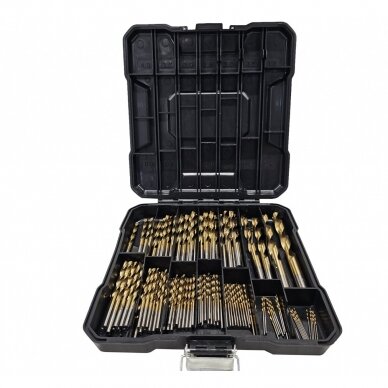 Grąžtų metalui rinkinys HSS 4241 titano nitridas 1-10mm. 107vnt. 1 Grąžtų metalui rinkinys HSS 4241 titano nitridas 1-10mm. 107vnt. 1