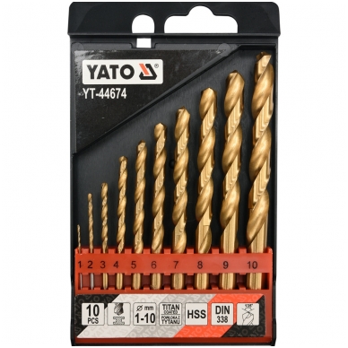 Grąžtų metalui rinkinys HSS-Titan 10vnt. 1-10mm.