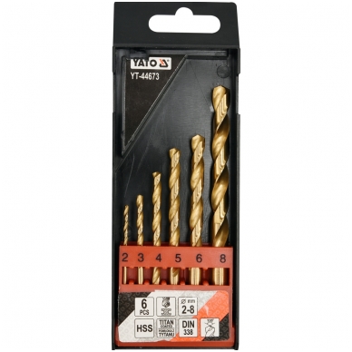 Grąžtų metalui rinkinys HSS-Titan, 6vnt. 2-8m. Grąžtų metalui rinkinys HSS-Titan, 6vnt. 2-8m.