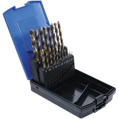 Grąžtų rinkinys HSS-G M35 kobalto plienas, 1-10mm. - 19vnt. 2