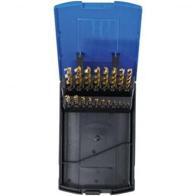 Grąžtų rinkinys HSS G, titano nitridas 1 - 10mm. 19vnt. 1