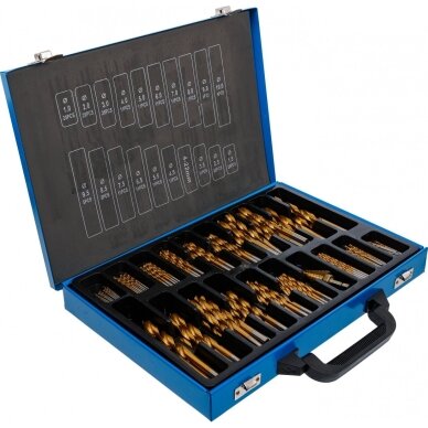 Grąžtų rinkinys HSS titano nitridas 1 - 10 mm. 231 vnt. 3 Grąžtų rinkinys HSS titano nitridas 1 - 10 mm. 231 vnt. 3