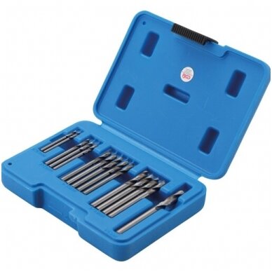 Grąžtų rinkinys kniedžių skylėms HSS 2.4 - 6.4mm. 15vnt. 1 Grąžtų rinkinys kniedžių skylėms HSS 2.4 - 6.4mm. 15vnt. 1