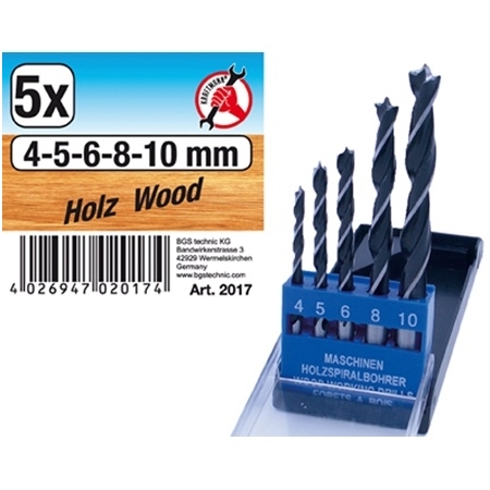 Grąžtų medžiui rinkinys 5vnt, 4-10MM Grąžtų medžiui rinkinys 5vnt, 4-10MM