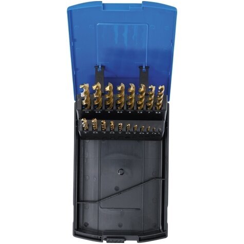 Grąžtų rinkinys HSS G, titano nitridas 1 - 10mm. 19vnt. 1 Grąžtų rinkinys HSS G, titano nitridas 1 - 10mm. 19vnt. 1