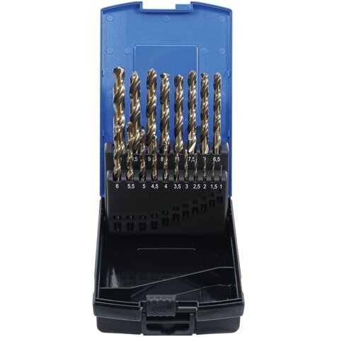 Grąžtų rinkinys HSS-G M35 kobalto plienas, 1-10mm. - 19vnt. Grąžtų rinkinys HSS-G M35 kobalto plienas, 1-10mm. - 19vnt.