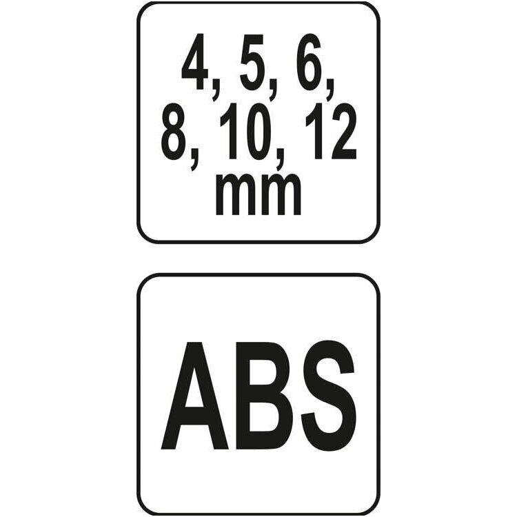 Grąžto gidas, šablonas su rankena 4, 5, 6, 8, 10 ir 12mm. 2 Grąžto gidas, šablonas su rankena 4, 5, 6, 8, 10 ir 12mm. 2