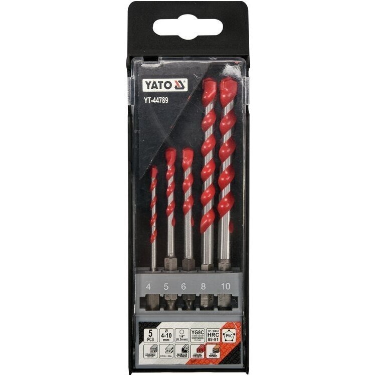 Grąžtų rinkinys su Hex (1/4") galu universalūs 4 - 10mm. 5vnt. 2 Grąžtų rinkinys su Hex (1/4") galu universalūs 4 - 10mm. 5vnt. 2