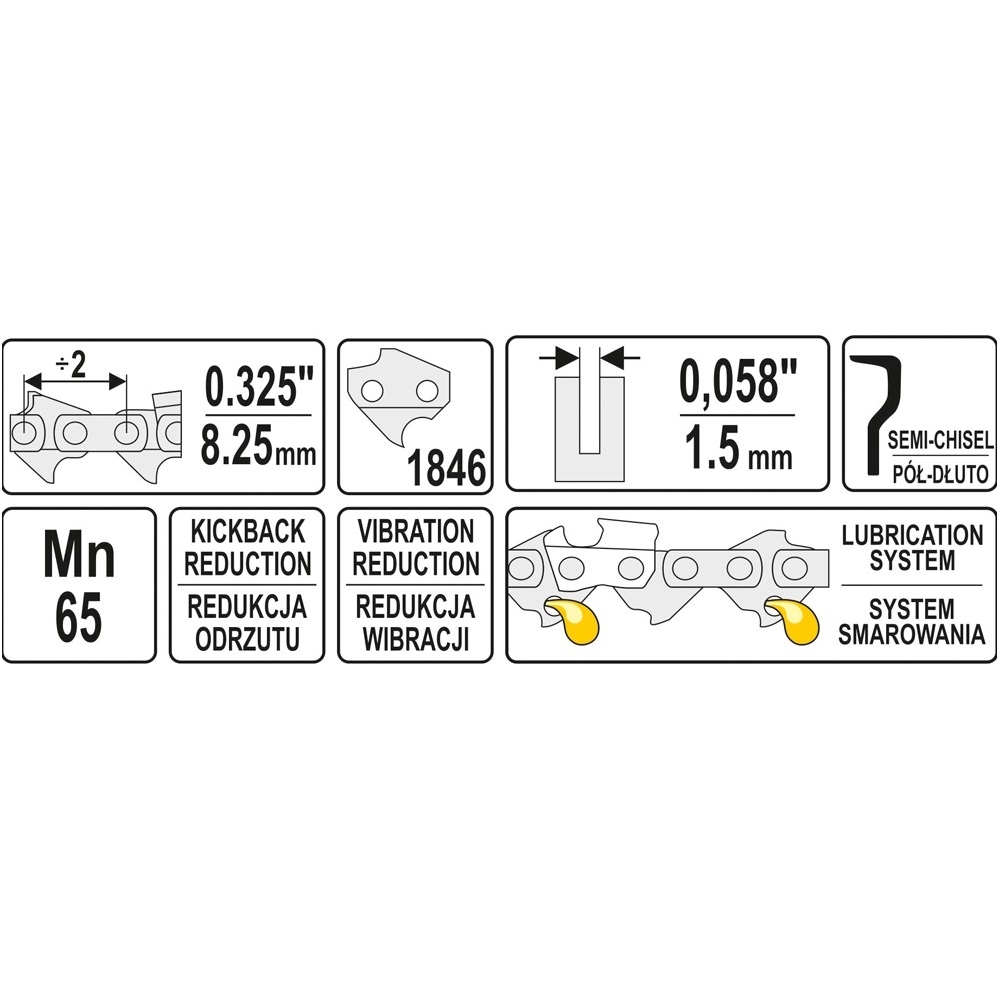 Grandinė benzininiam pjūklui su būgnu 0,325 1,5MM (0,058) 1846L 4 Grandinė benzininiam pjūklui su būgnu 0,325 1,5MM (0,058) 1846L 4