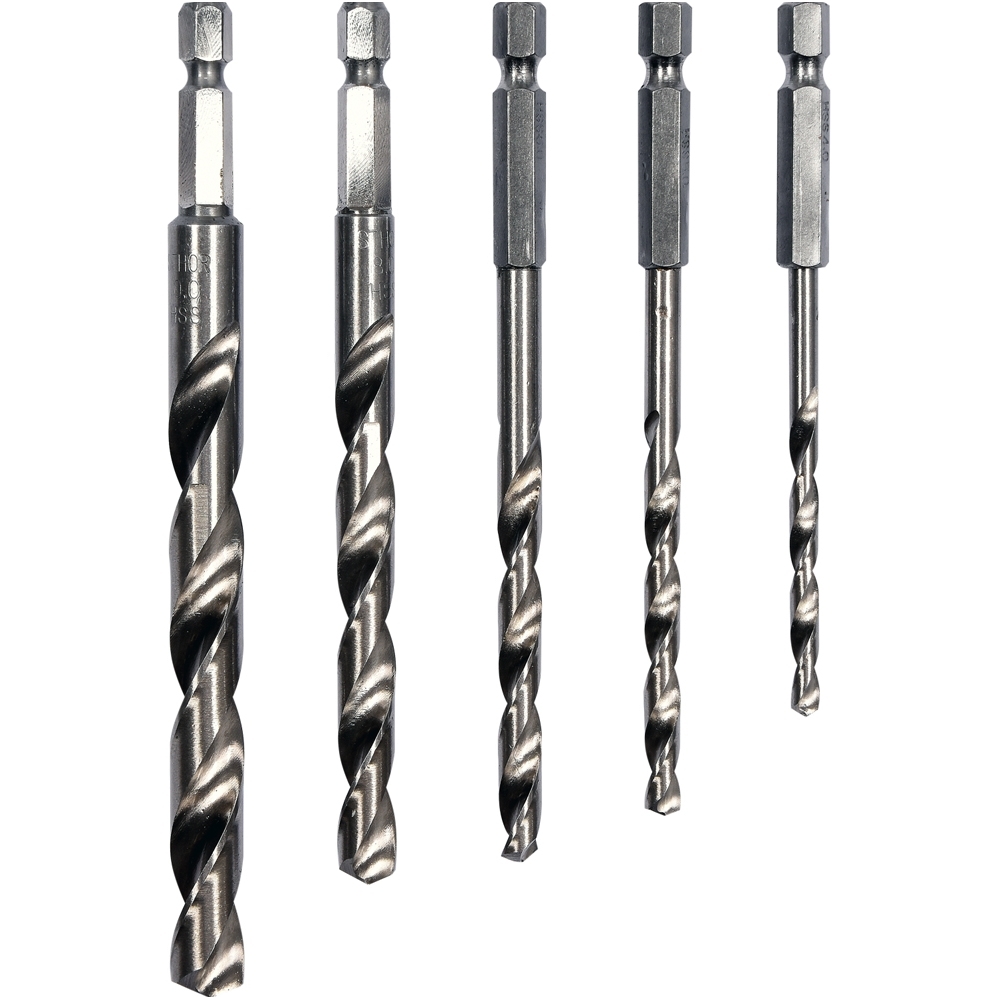 Grąžtų rinkinys metalui 4-10mm, 5vnt, 1/4" antgalis