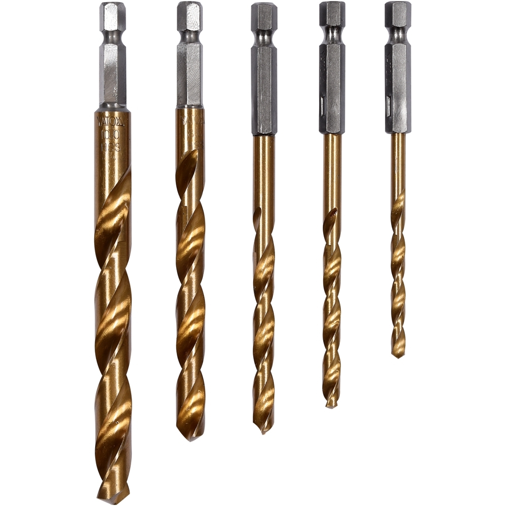 Grąžtų rinkinys metalui titan 4-10mm. 5vnt. (1/4") antgalis