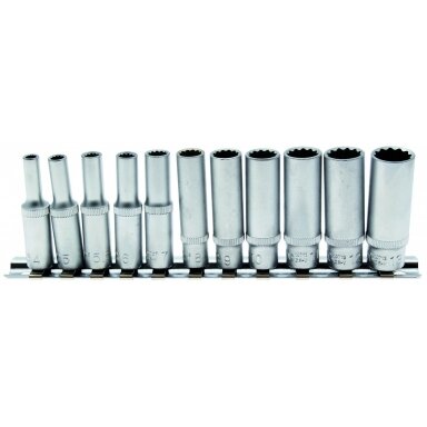 Ilgų 12-kampių galvučių rinkinys 1/4", 4-13mm. 11vnt.