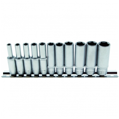 Ilgų, 6-k., galvučių rinkinys 1/4", 13vnt. Ilgų, 6-k., galvučių rinkinys 1/4", 13vnt.