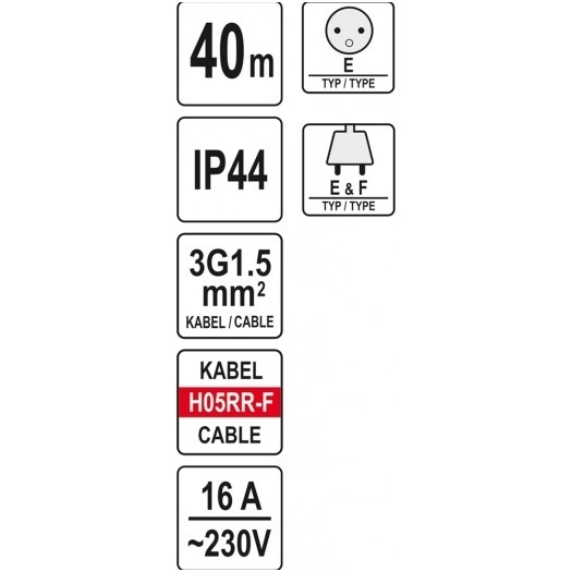 Ilgintuvas guminis su būgnu - 3х1,5 mm- 40 m 1 Ilgintuvas guminis su būgnu - 3х1,5 mm- 40 m 1