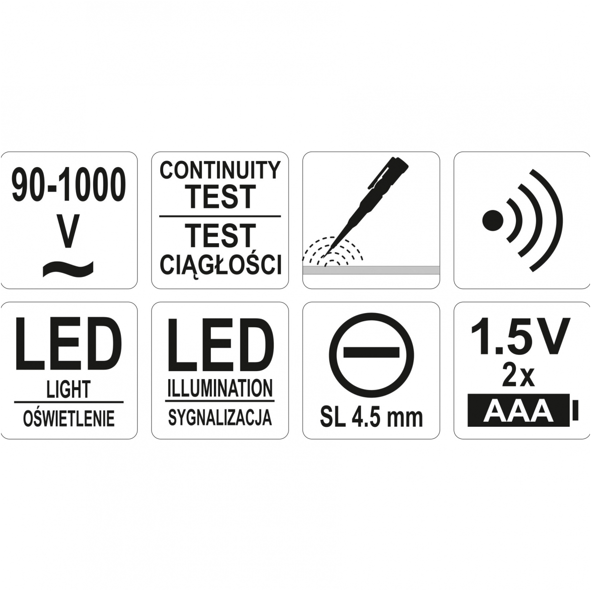 Indukcinis įtampos testeris 90-1000V 4 Indukcinis įtampos testeris 90-1000V 4