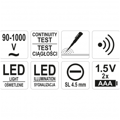 Indukcinis įtampos testeris 90-1000V 4 Indukcinis įtampos testeris 90-1000V 4