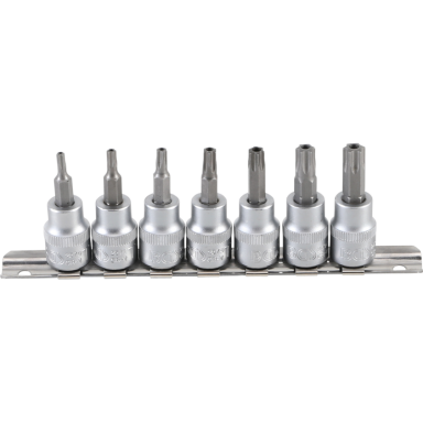 Įpresuotų antgalių rinkinys (3/8") T-Star su skyle (Torx) T15 - T50 7 vnt.