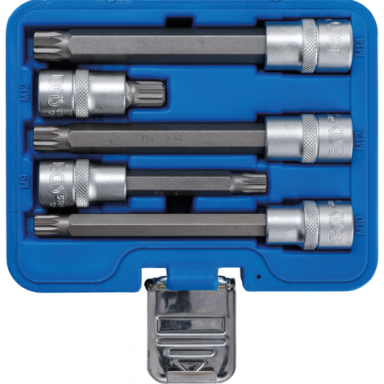 Įpresuotų antgalių rinkinys Spline 1/2", 5 vnt, M9 - M14