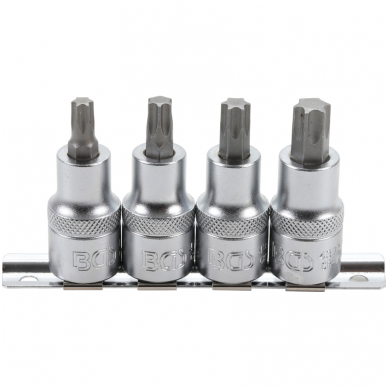 Įpresuotų antgalių rinkinys (1/2") T-Star (Torx) T40 - T55 4vnt. Įpresuotų antgalių rinkinys (1/2") T-Star (Torx) T40 - T55 4vnt.