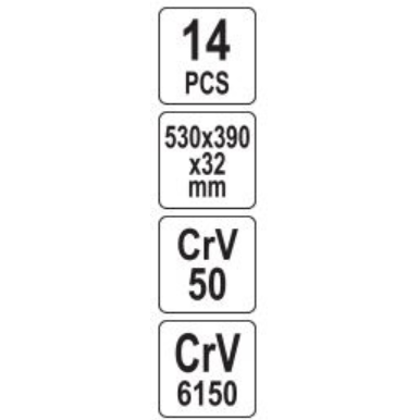 Įrankių dėklas: plaktukai, replės,  išmušėjai,  kalteliai  14 vnt. 1