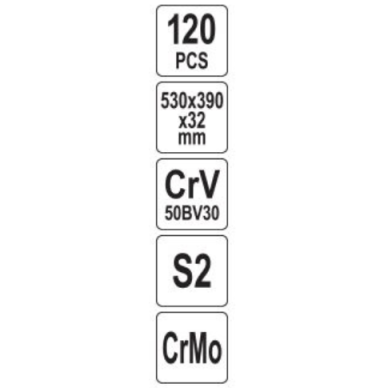 Įrankių dėklas: galvutės   terkšlės  ilgintuvai  1/4" 3/8" 1/2" 120 vnt. 2