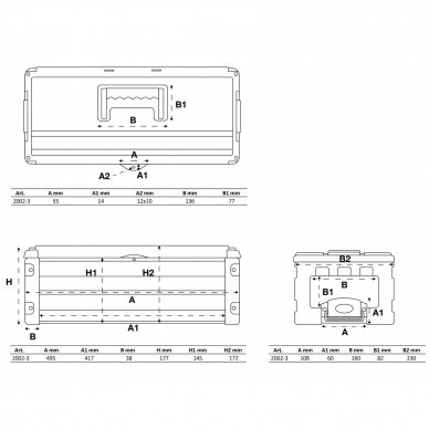 Įrankių dėžė 2 stalčiai, kietas viršus priedas BGS 2002 7