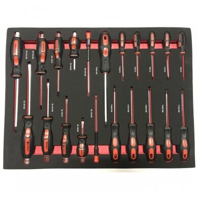 Įrankių spintelė ant ratukų su įrankiais 7 stalčiai / 1 durelės 298 įrankiai  3