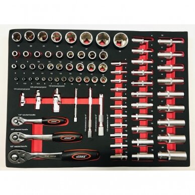Įrankių spintelė ant ratukų su įrankiais 7 stalčiai / 1 durelės 298 įrankiai 7