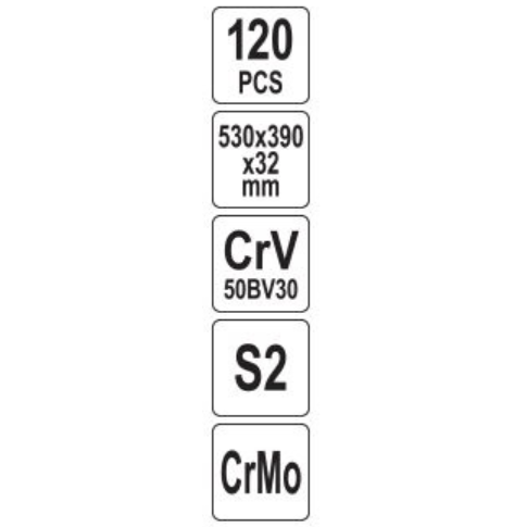 Įrankių dėklas: galvutės terkšlės ilgintuvai 1/4" 3/8" 1/2" 120 vnt. 2 Įrankių dėklas: galvutės terkšlės ilgintuvai 1/4" 3/8" 1/2" 120 vnt. 2