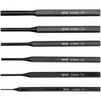 Išmušėjų komplektas 6 vnt 1,5-8mm. Išmušėjų komplektas 6 vnt 1,5-8mm.