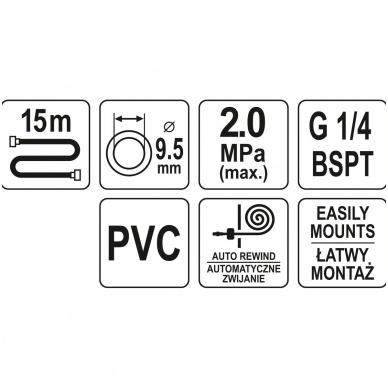 Ištraukiama oro žarna su rite - 9,5mm.x15m. 3 Ištraukiama oro žarna su rite - 9,5mm.x15m. 3