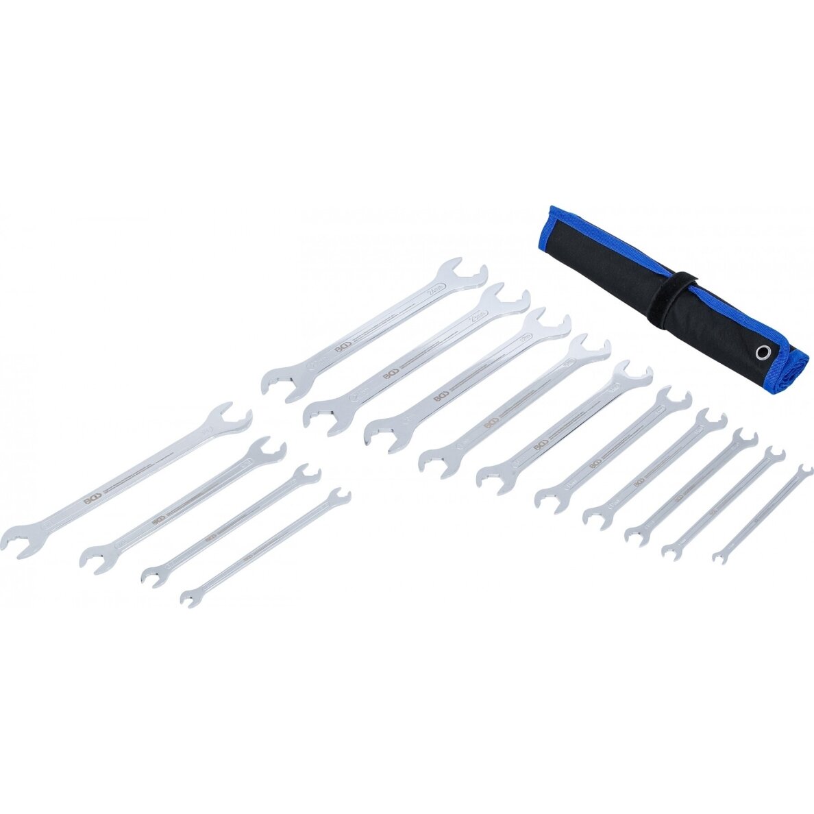 Itin plonų atvirų dvipusių raktų su terkšlės mechanizmu rinkinys 6–22 mm. 1/4"-3/4"  14 vnt. 3
