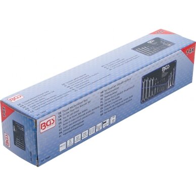 Itin plonų atvirų dvipusių raktų su terkšlės mechanizmu rinkinys 6–22 mm. 1/4"-3/4"  14 vnt. 5