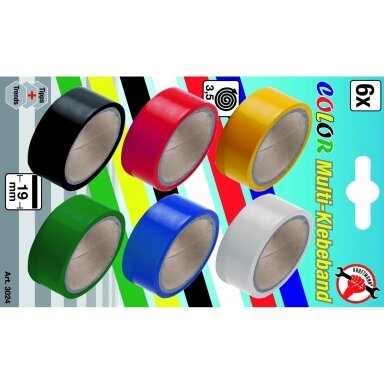 Spalvotos izoliacijos rinkinys 6 vnt: 3,50 m x 19 mm Spalvotos izoliacijos rinkinys 6 vnt: 3,50 m x 19 mm